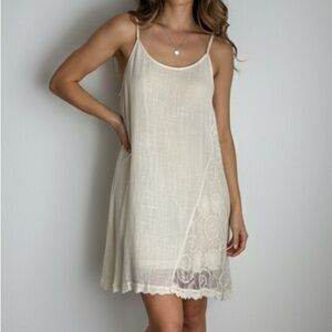 Blu Pepper Ivory Lace Trim Slip Dress Size Small